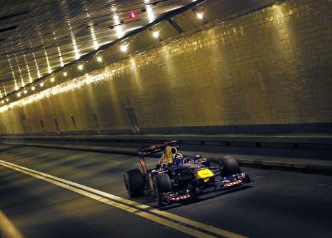 While the Hudson River flowed above, Coulthard tore through the tunnel below at speeds of up to 190 miles per hour.