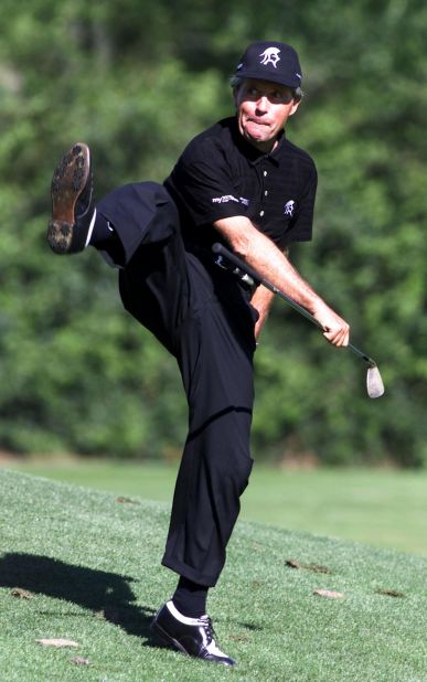 Player shows off his moves at the Masters at Augusta, in 2000.