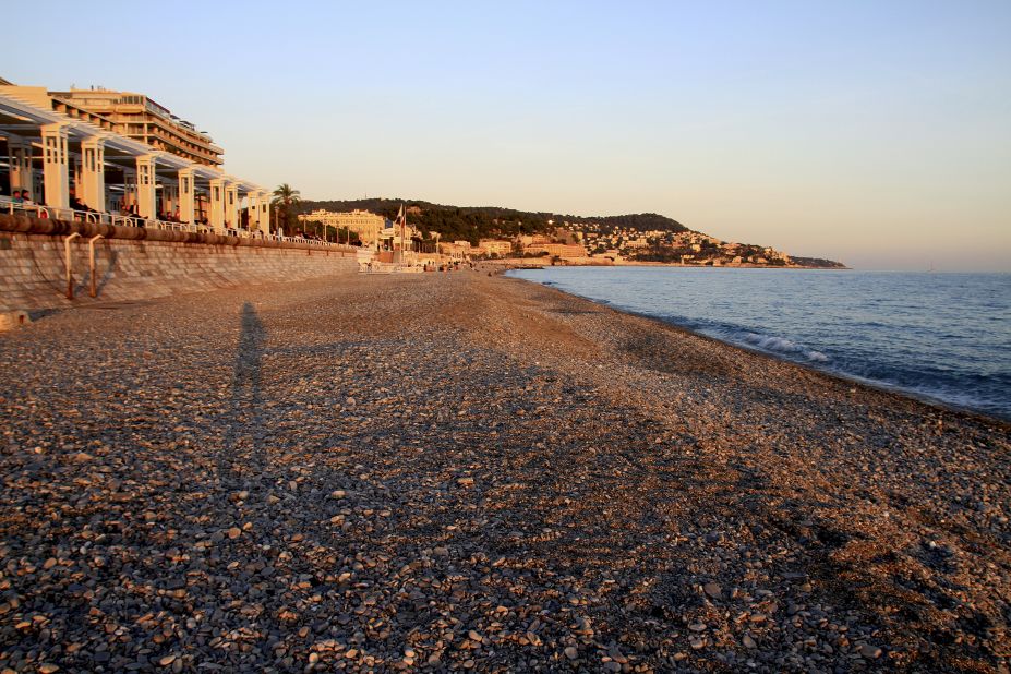 Duangmon Chaturapitaporn <a href="http://ireport.cnn.com/docs/DOC-829157">captured this image</a> at sunset on the beach along Nice's Promenade des Anglais.