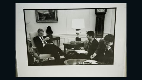 Mark Katz makes Clinton crack up, as seen in this framed photo Katz keeps on his desk.