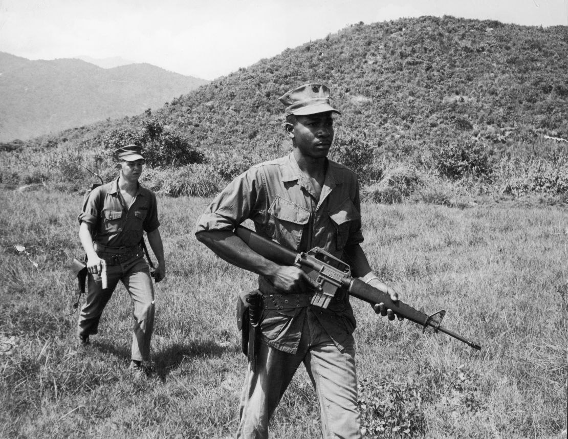 U.S. Marines on patrol during the Vietnam War, the last time the U.S. had mandatory military service. (Photo by Express Newspapers/Getty Images) 