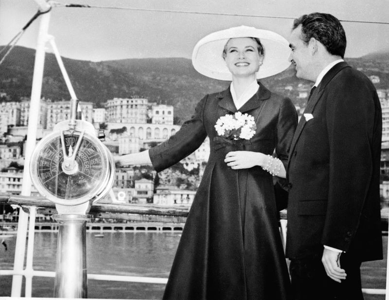 American screen siren Grace Kelly brought Hollywood charm to the Grimaldi royal family when she married Prince Rainier III of Monaco in April 1956 - pictured aboard their yacht  "Deo Juvante II" earlier that year.