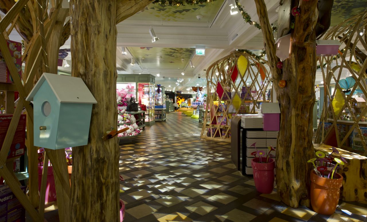 The Enchanted Forest in Harrods' new "Toy Kingdom" features wigwams full of collections from Sylvanian Families and Flutter Fairies alongside arts and crafts.