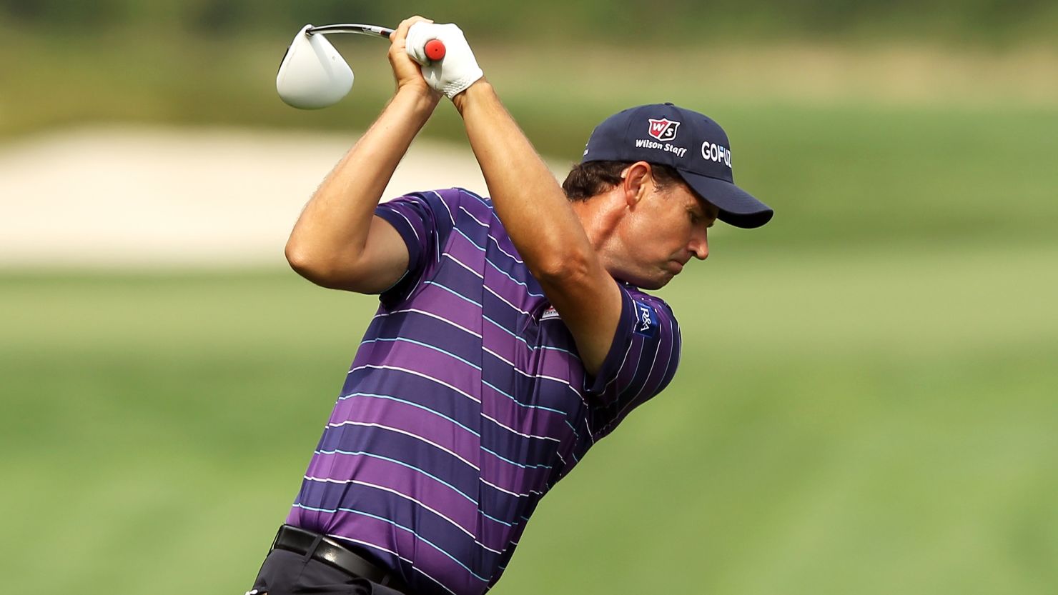 Padraig Harrington tees off on the 12th at Bethpage Black on his way to a 64 in The Barclays.