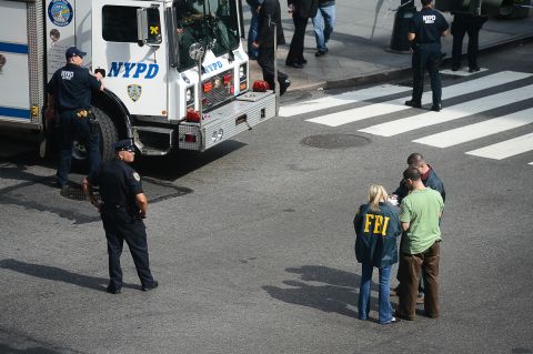 Law enforcement, including the FBI and New York police, are at the scene Friday in a photo from CNN iReporter Vladimir Dusio.