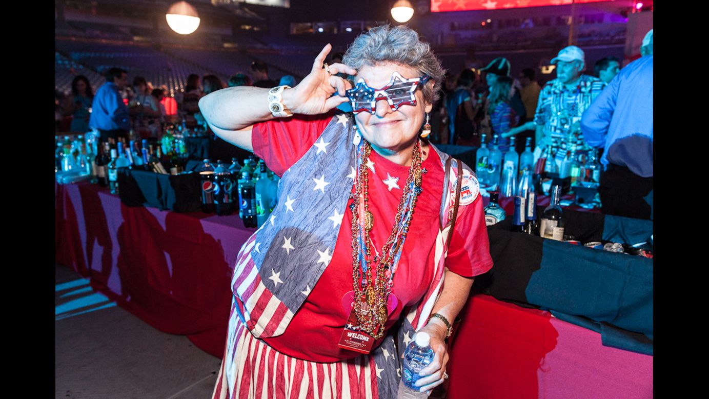 Christine Gill from Alaska poses for a picture at a party Sunday, August 26, at Tampa's Tropicana Field. 