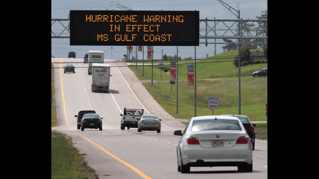 A Mississippi Department of Transportation sign in Hattiesburg warns southbound motorists on U.S. 49 of rough weather conditions on Tuesday, August 28. Hurricane Isaac is expected to drop heavy rain on the Mississippi Coast over the next couple of days. 