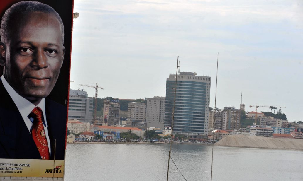 A large portrait of the Angolan President is seen in the center of Luanda on January 30, 2010. The Angolan capital was last year named the world's most expensive city for expats.