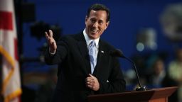 Former U.S. Sen. Rick Santorum speaks on stage during the Republican National Convention at the Tampa Bay Times Forum on August 28, 2012 in Tampa, Florida. Today is the first full session of the RNC after the start was delayed due to Tropical Storm Isaac.
