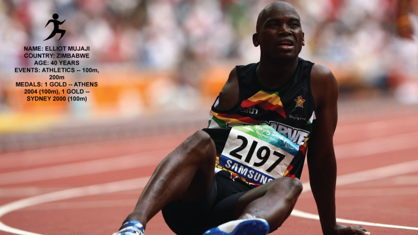 Elliot Mujaji was a member of Zimbabwe's national athletics team and qualified to compete at the 1998 Commonwealth Games, when he suffered severe burns in an electrical accident. His right arm was amputated, and he remained in a coma for two months. He came back to athletics, and won the first ever Paralympic gold for his country.