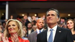 TAMPA, FL - AUGUST 28: Republican presidential candidate, former Massachusetts Gov. Mitt Romney and his wife, Ann Romney listen as New Jersey Gov. Chris Christie delivers the keynote address during the Republican National Convention at the Tampa Bay Times Forum on August 28, 2012 in Tampa, Florida. Today is the first full session of the RNC after the start was delayed due to Tropical Storm Isaac. (Photo by Chip Somodevilla/Getty Images) 