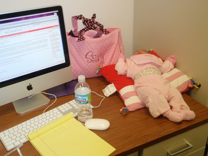 There are practical advantages to having toys to hand in the workplace, too. <a href="http://ireport.cnn.com/docs/DOC-830110" target="_blank">Hala Al Hajj Shehadeh</a>, a postdoctoral assistant professor of mathematics at the Ann Arbor, began keeping toys when she first brought her newborn daughter in to work. Two years later, her office still contains rattles, balls, stuffed animals, coloring crayons, stickers, puzzles and toys. "I have all her toys, to keep her busy when she visits," Shehadeh says.
