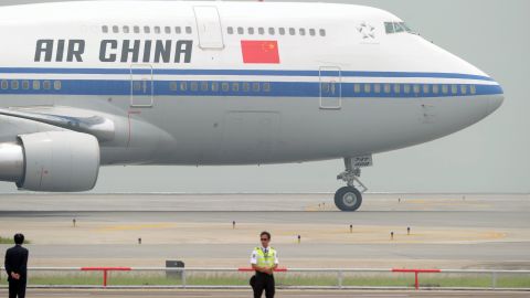 An Air China airplane arrives at Hong Kong's International airport on June 29, 2012. 