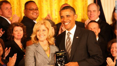 President Obama honors California educator Rebecca Mieliwocki, the 2012 Teacher of the Year at the White House on April 24, 2012.