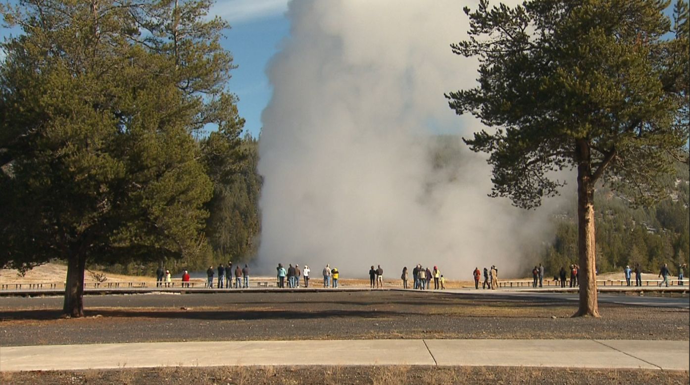 Old Faithful is one of Yellowstone's most popular geological features. Underground is an enormous plume of very hot rock which fuels every bubbling pool and geyser in the park. 