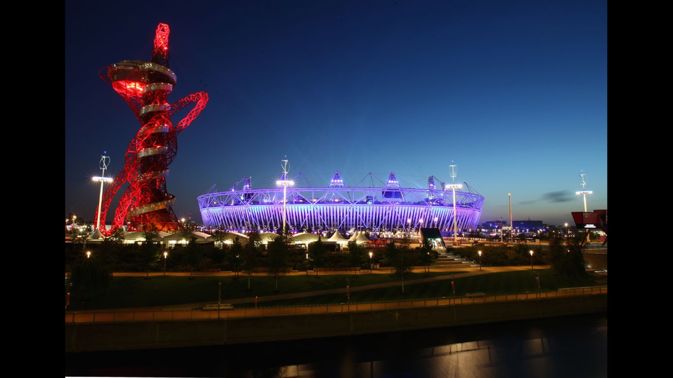 The Olympic Stadium and Orbit shine brightly during the opening ceremony of the London 2012 Paralympics on Wednesday, August 29.