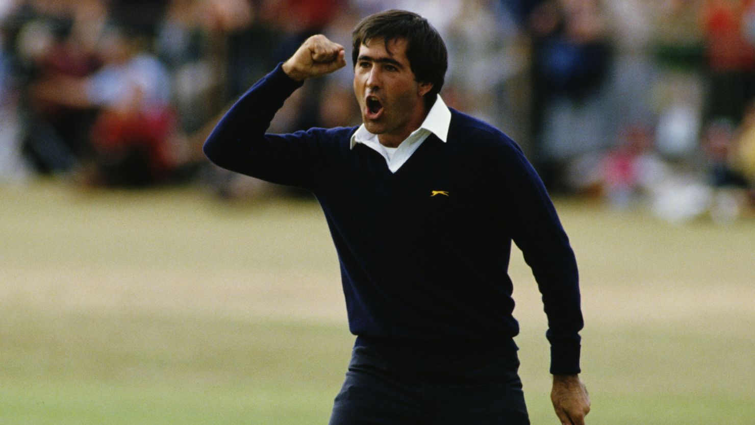 Seve Ballesteros celebrates on the 18th green after winning the 113th Open Championship on 22nd July 1984 at St Andrews.