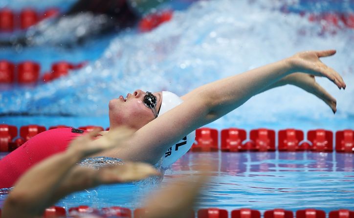 Rebecca Dubber of New Zealand competes in the women's 100-meter backstroke S7 heat 1.