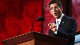 GOP vice presidential nominee Paul Ryan addresses the Republican National Convention on Wednesday, August 29, in Tampa, Florida.