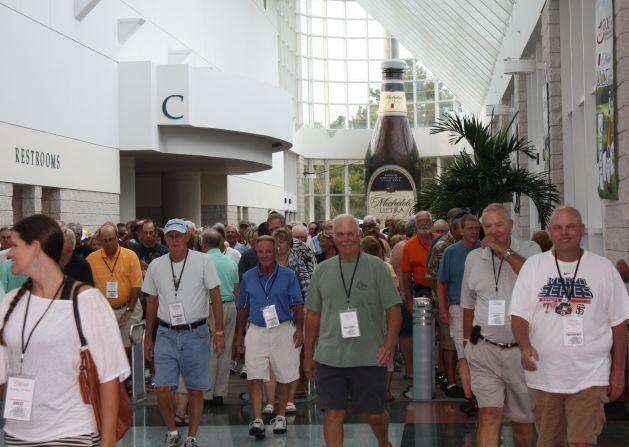 Competitors gather at the massive Myrtle Beach Convention Center which acts as the "19th hole" for the 3,000-plus golfers taking part in the unique tournament. 