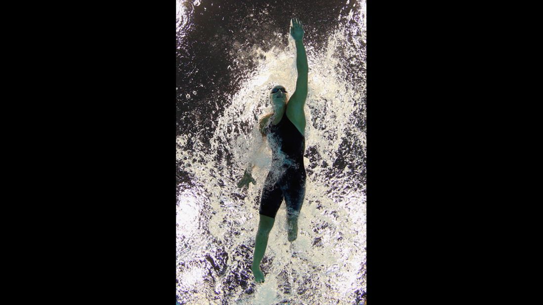 Sophie Pascoe of New Zealand in action during the women's 50-meter freestyle.
