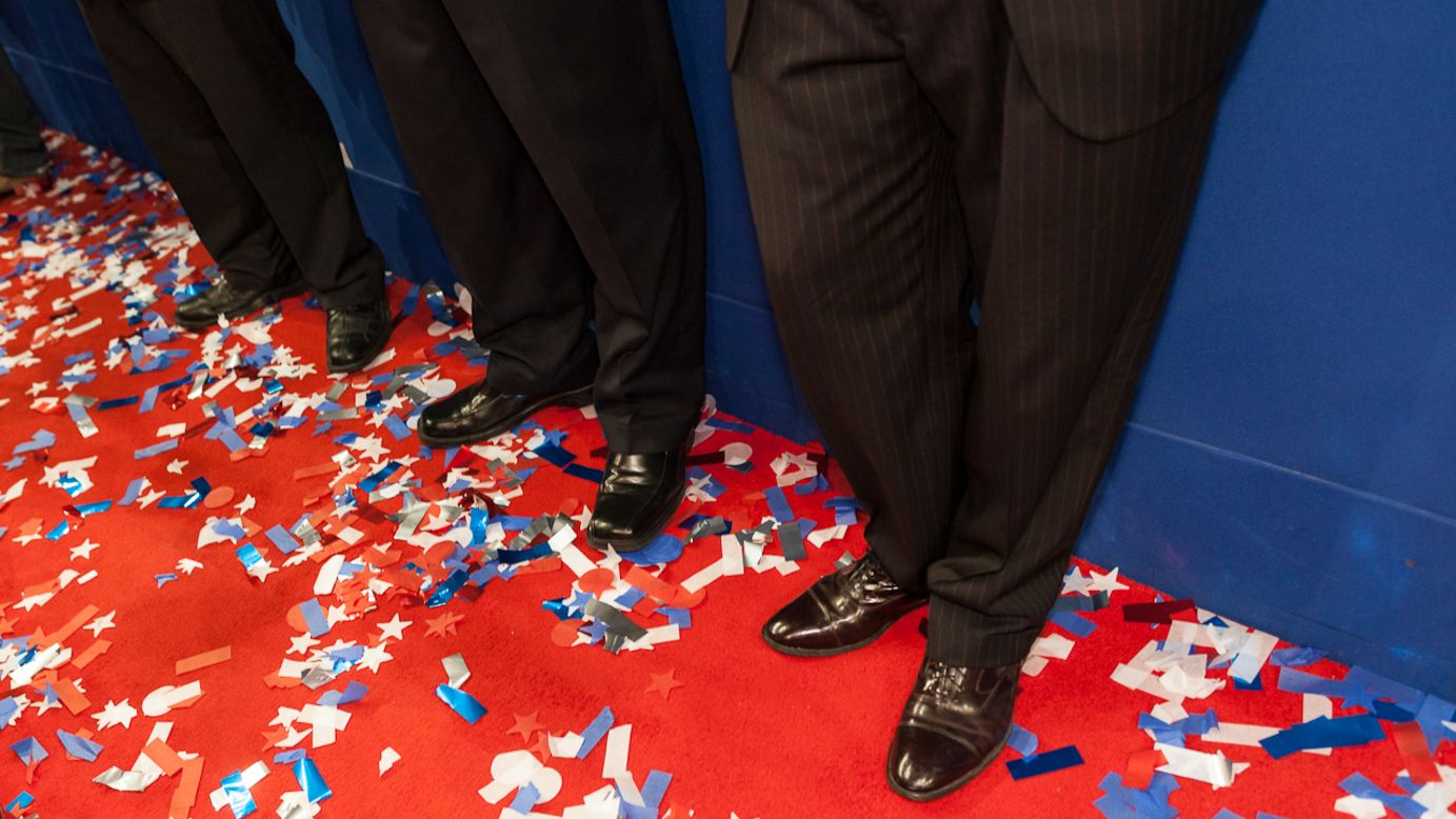 Confetti remains on the floor of the Republican National Convention after presidential nominee Mitt Romney delivered his acceptance speech on Thusday, August 30. Photographer Zoran Milich wandered around Tampa this week during the convention. Look back at his view of the action.