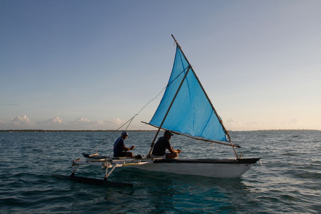 Sailing is a popular tourist activity in Kiribati.