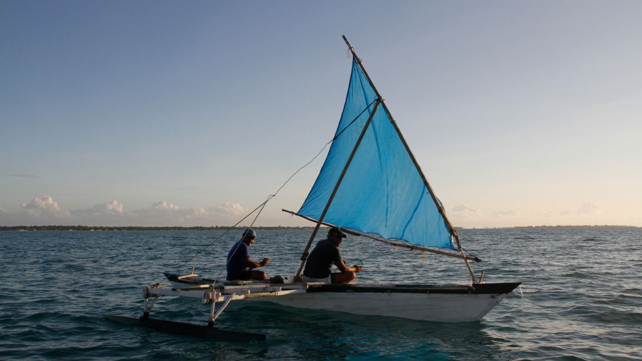Sailing is a popular tourist activity in Kiribati.