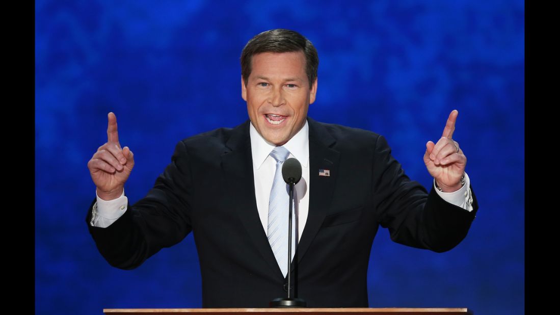 U.S. Rep. Connie Mack, R-Florida, speaks on stage during the final day.