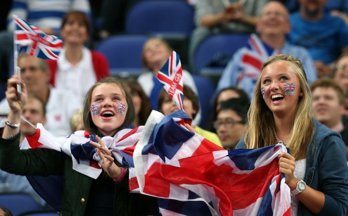 Fans watch the preliminary wheelchair men's basketball match between Great Britain and Germany, which Germany won 77-72.
