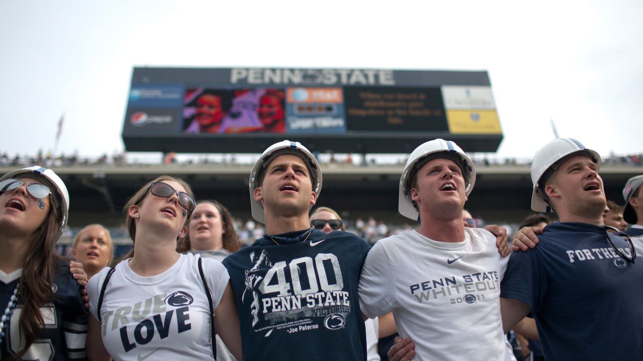 Penn State fans sing the school song following the loss.