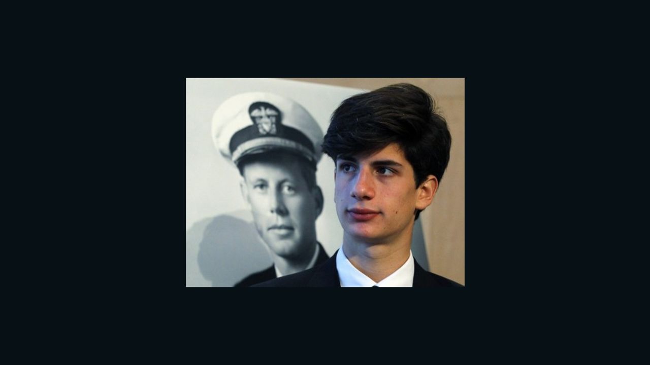 Jack Schlossberg, next to a photo of John F. Kennedy