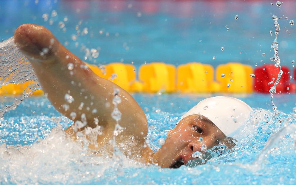 Qing Xu of China competes in the men's 200-meter individual medley final.