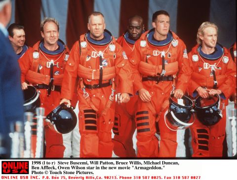 In 1998, Duncan landed his first significant movie role, playing Bear in "Armageddon." From left, Steve Buscemi, Will Patton, Bruce Willis, Duncan, Ben Affleck and Owen Wilson co-star in the film.