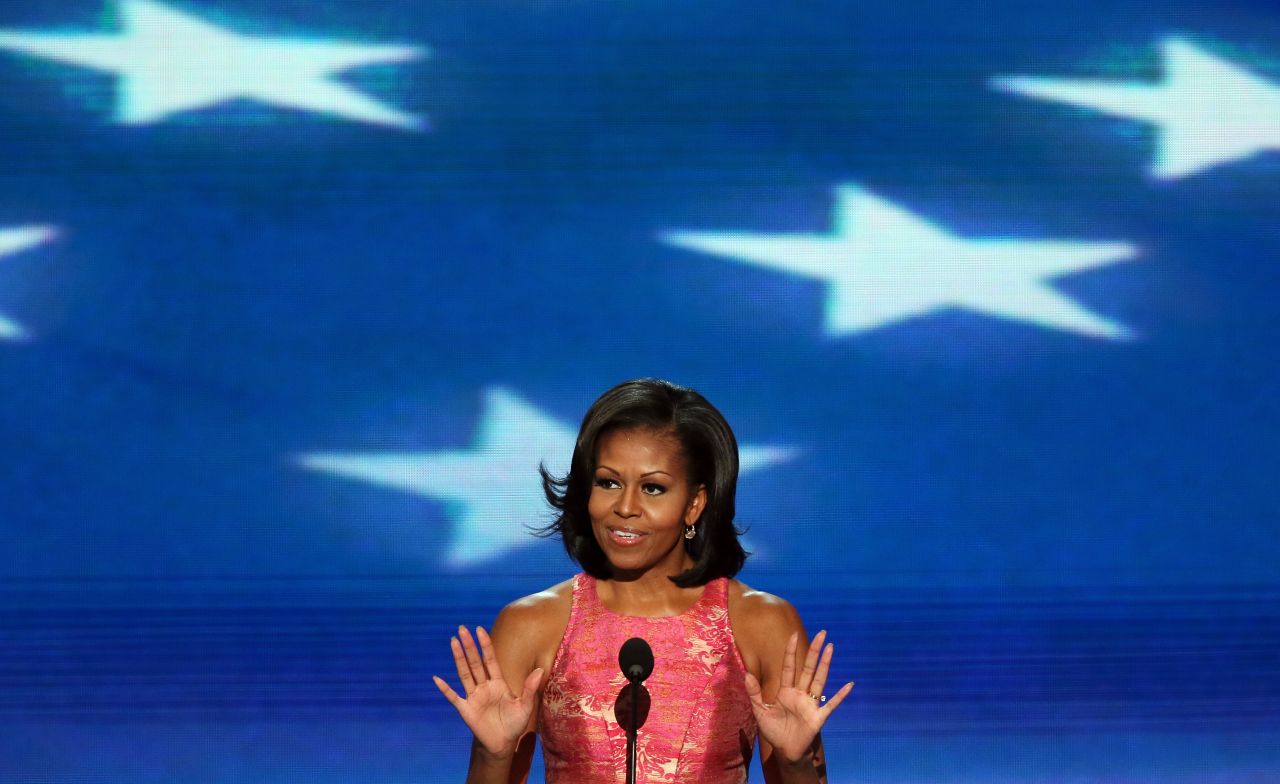 First lady Michelle Obama wraps up day one of the Democratic National Convention in Charlotte, North Carolina, on Tuesday, September 4. 
