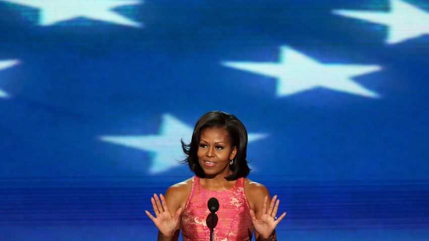 First lady Michelle Obama wraps up day one of the Democratic National Convention in Charlotte, North Carolina, on Tuesday, September 4.