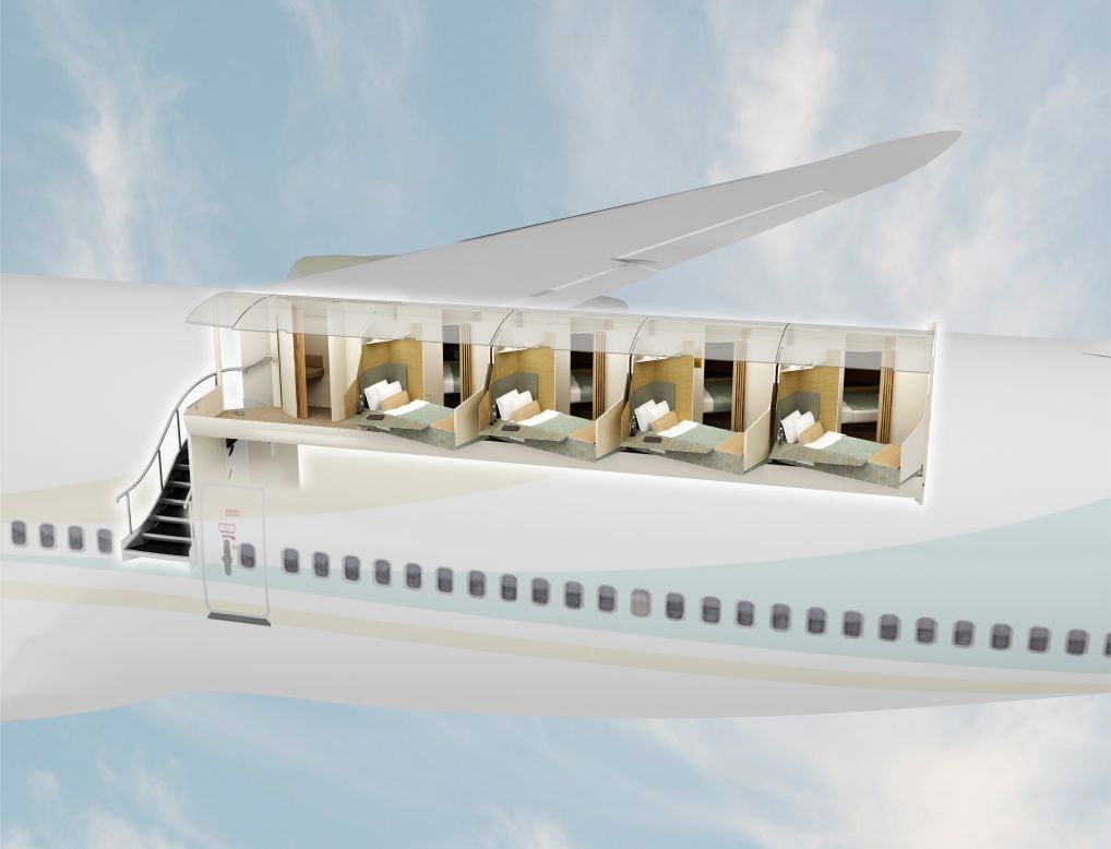 Artistic rendering of how the Aeroloft cabin fits into the top deck of a Boeing BBJ 747-8.