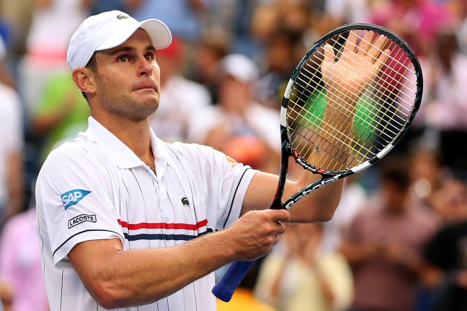 Andy Roddick of the United States salutes the crowd after losing his final career match to Juan Martin del Potro of Argentina in their men's singles fourth-round match at the 2012 U.S. Open on Wednesday, September 5. 