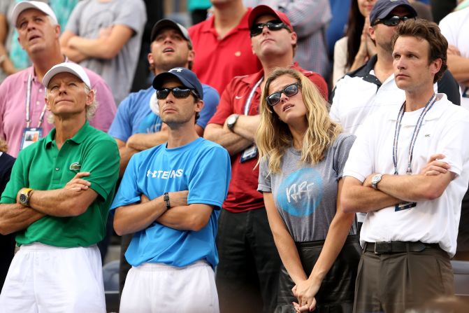Roddick married actress Brooklyn Decker in 2009. Here Decker is pictured watching Roddick at the U.S. Open in 2012.
