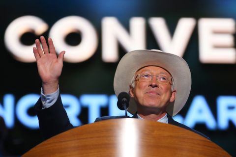 Secretary of the Interior Ken Salazar sports a cowboy hat while taking the stage Tuesday.