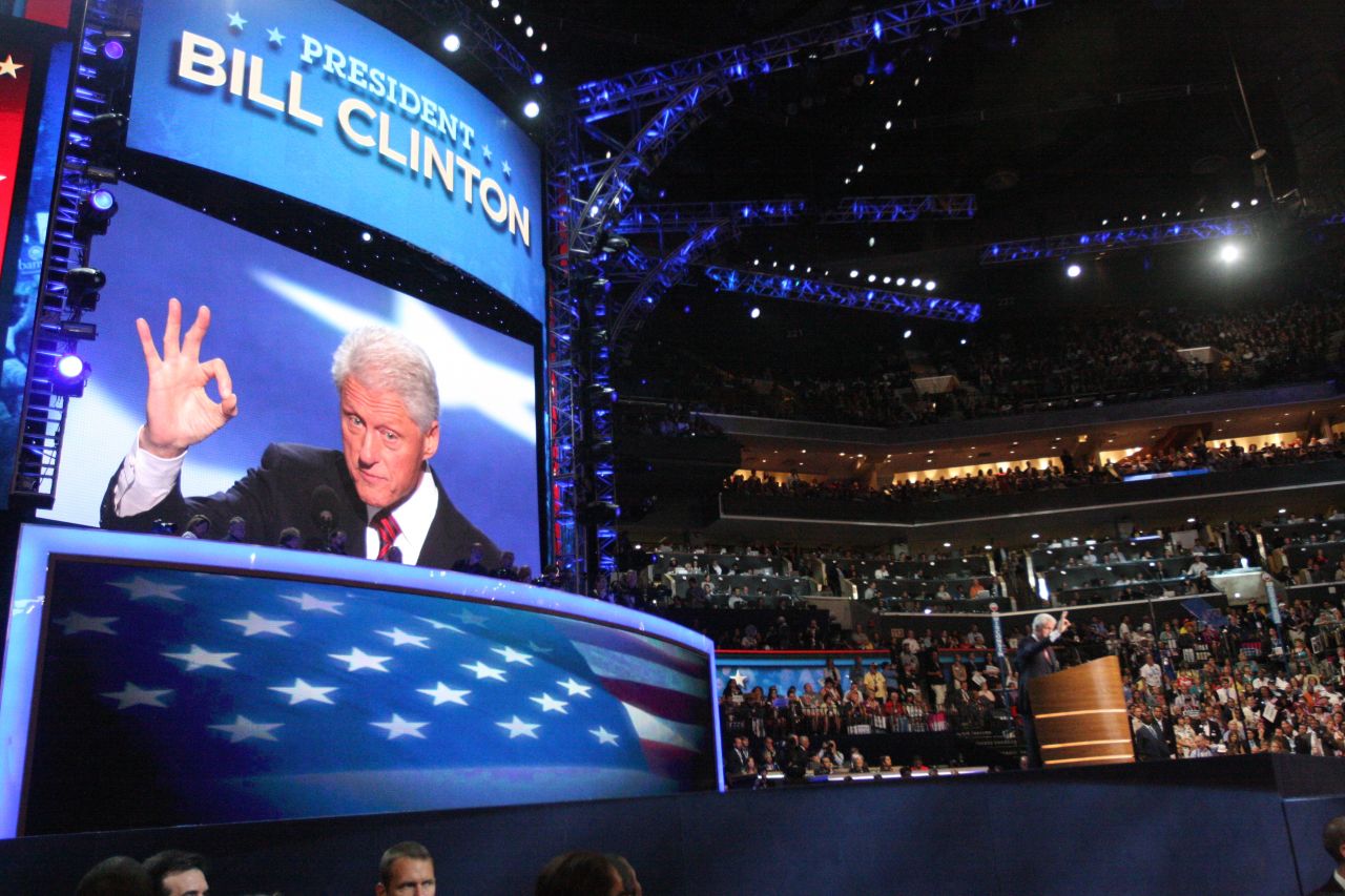 President Bill Clinton speaks on Wednesday, September 5.
