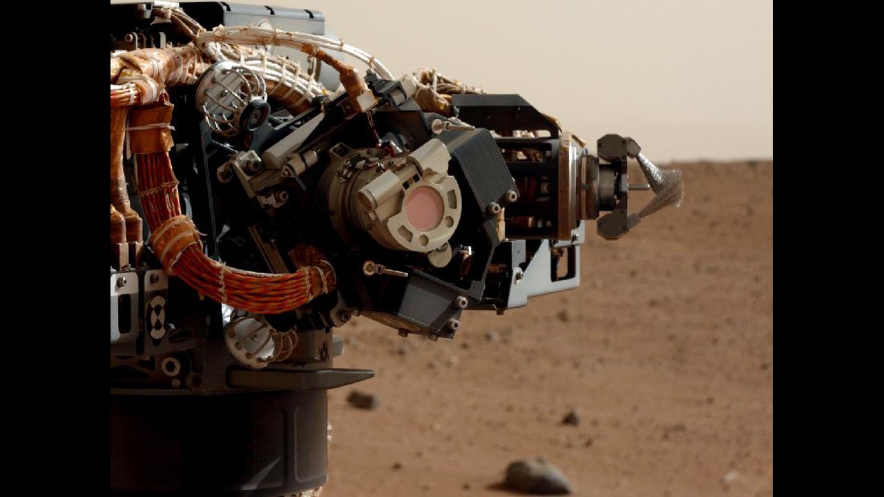 The left eye of the Mast Camera on NASA's Mars rover Curiosity took this image of the rover's arm on September 5, 2012.