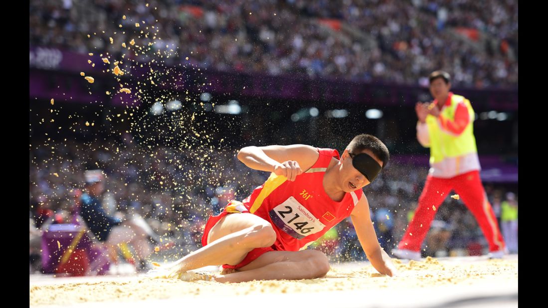 China's Li Duan competes in the men's triple jump F11 final on Thursday.