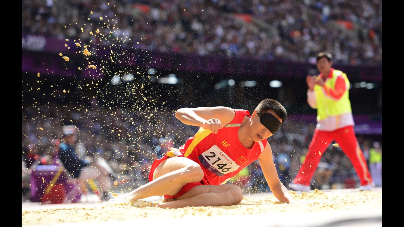 China's Li Duan competes in the men's triple jump F11 final on Thursday.