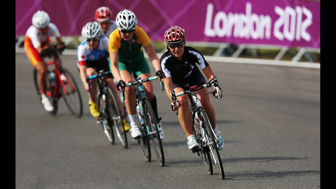 Fiona Southorn of New Zealand in action in the women's individual C 4-5 road race on Thursday.