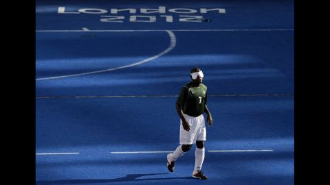 Brazil's Jeferson da Conceicao Goncalves is seen during the game against Argentina during the men's 5-a-side football semi-final match between Argentina and Brazil on Thursday.