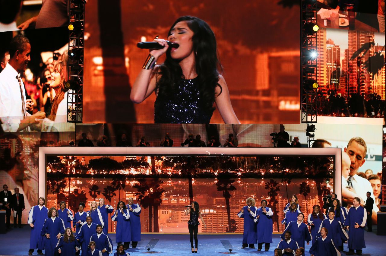 "American Idol" runner-up Jessica Sanchez performed "All I Need To Get By" with the God's Appointed People Choir at the DNC on Wednesday.