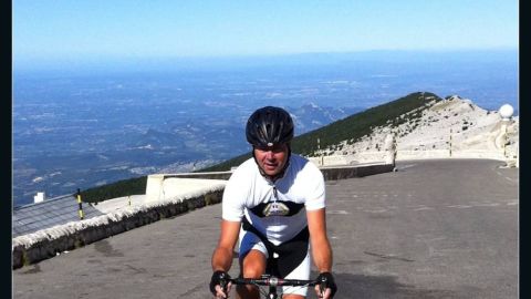 Knut Olstad rides his bike just 20 minutes before his accident in August 2011.