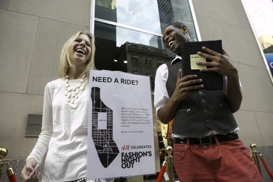Ashley Cohen, 23, shares a laugh outside H&M.