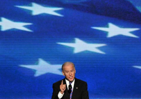 Vice President Joe Biden gives his acceptance speech to run for a second term on Thursday.